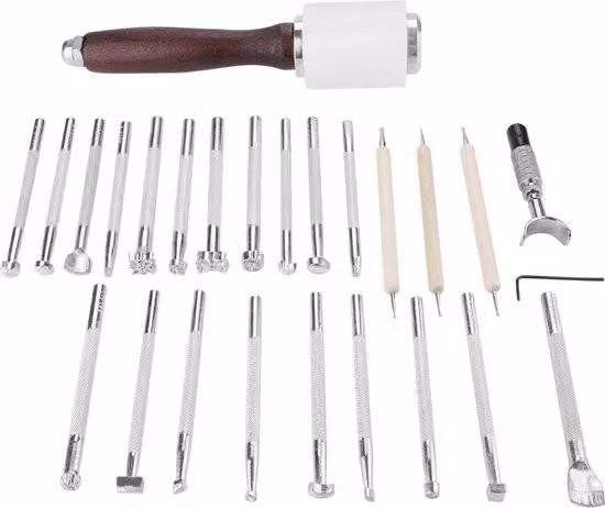 Kit per l'artigianato - Set di strumenti per la lavorazione della pelle - Aghi per cucire e altri strumenti per la lavorazione della pelle