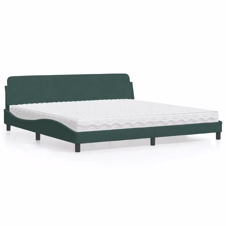 Letto con Materasso Dover Verde Scuro 200x200 cm Velluto
