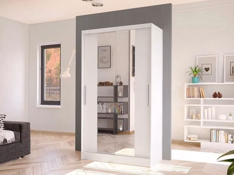 MIRJAN24 Armadio ad ante scorrevoli Costa II, guardaroba, armadio elegante per la camera da letto (colore: bianco)