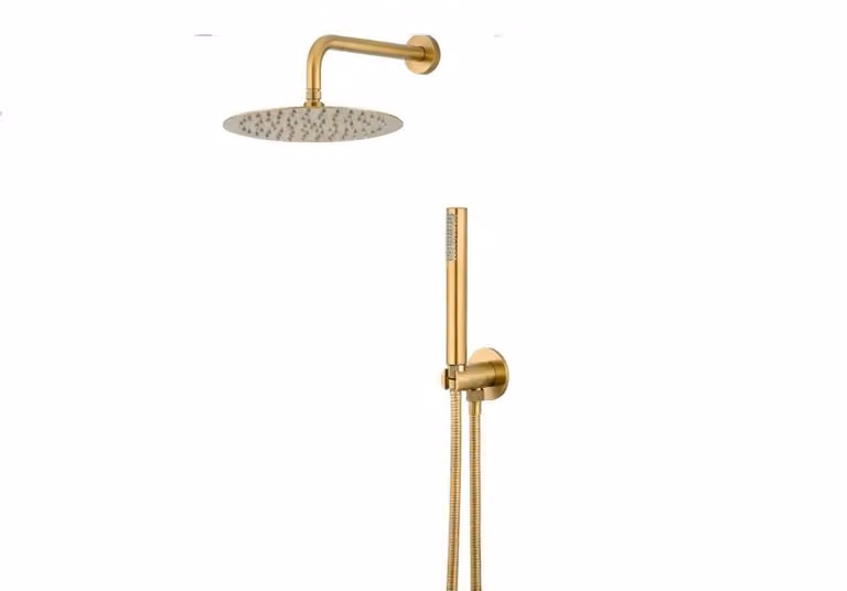Kit doccia tondo acciaio inox Vema WELLNESS STEEL V08135 - Oro Spazzolato