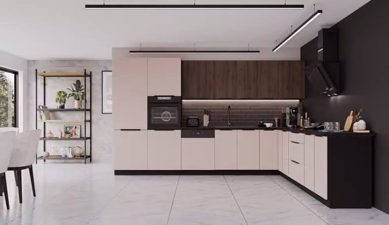 Cucina ad angolo ARONA + MONZA 350x290 cm Cucina componibile Cucina ad angolo Cucina Noce Kashmir