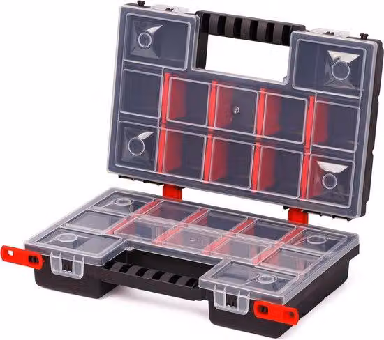 Set doppio di contenitori per la sistemazione, 30,5 cm, 24 scomparti, per viti e accessori