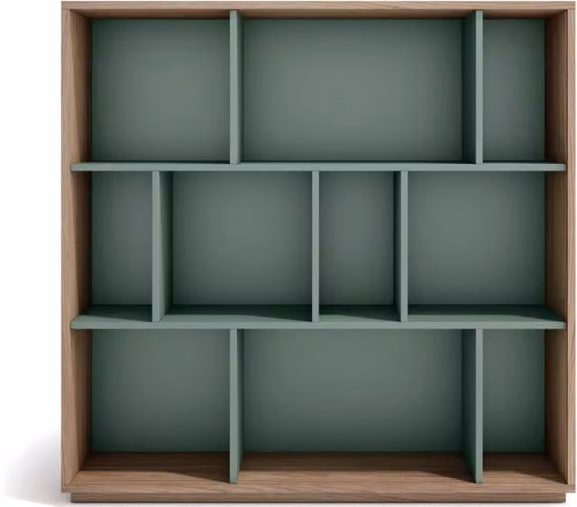 Libreria Herdasa effetto noce e verde 117x119x32