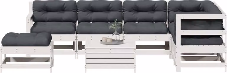 Maison Exclusive - Set da giardino 8 pezzi con cuscini in pino massiccio bianco