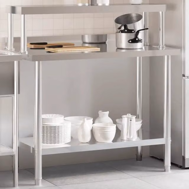 Piano di Lavoro per Cucina Design Mania in Acciaio Inox Argento, L/P/H: 110 x 55 x 120 cm