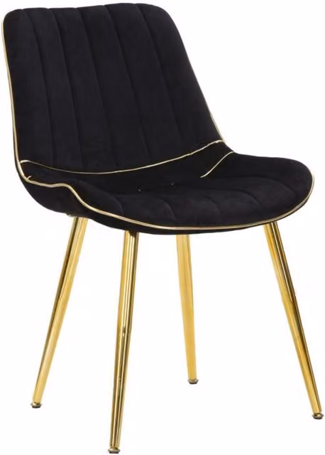 Sedia Paris nera e gold in velluto con gambe dorate – set 2 pezzi