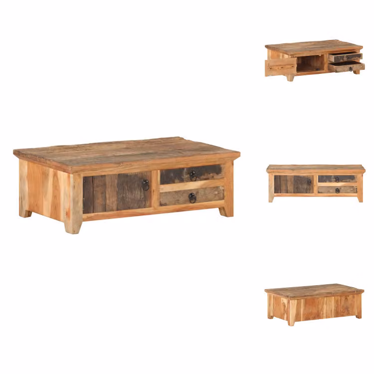 vidaXL Tavolino 90x50x31 cm Legno massiccio riciclato - Tavolini da caffè
