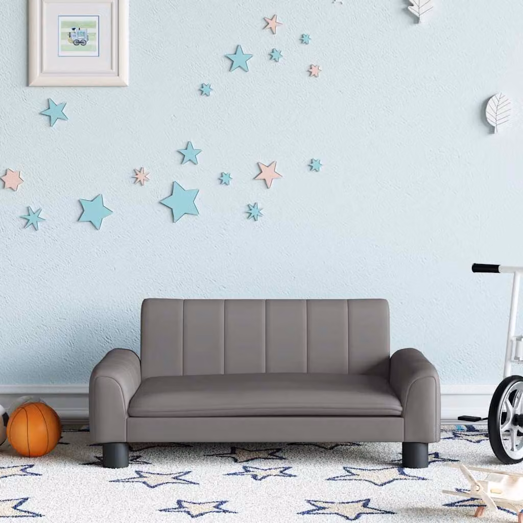 Divano per bambini vidaXL in similpelle grigia, L 70 cm x P 45 cm x H 30 cm