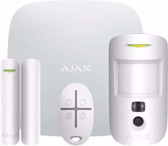 Ajax StarterKit Sistema di Allarme Smart con Cam Hub 2, MotionCam, DoorProtect e SpaceControl, Colore Bianco