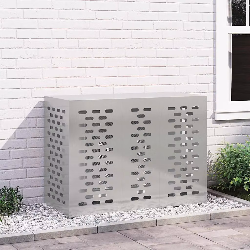 Copertura per condizionatore d'aria vidaXL in acciaio galvanizzato, Argento, L 110 x P 50 x H 80 cm