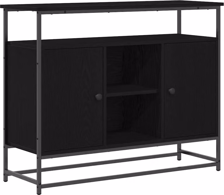 Credenza Rovere Nero 100 x 35 x 80 cm Legno multistrato