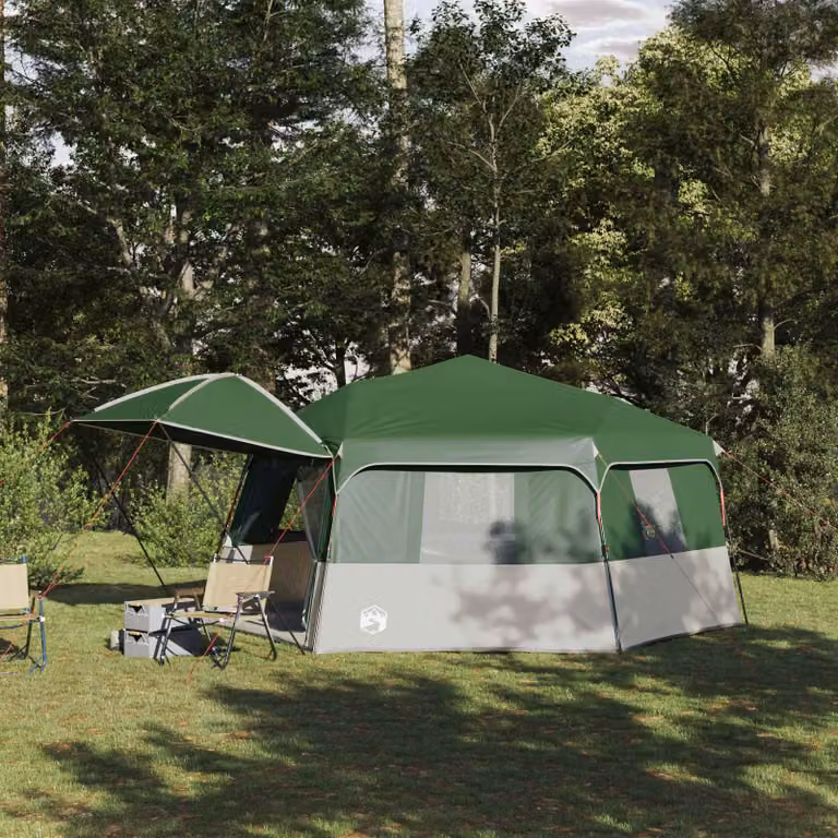 Tenda istantanea con telo antipioggia vidaXL per 12 persone, colore verde