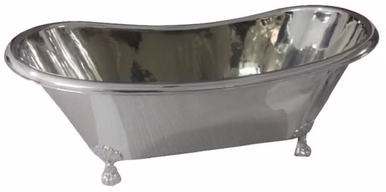 Casa Padrino vasca in rame Art Nouveau argento / argento cromo 170 x 72 x h. 71 cm - Vasca da bagno freestanding retrò - Arredo bagno rustico in rame