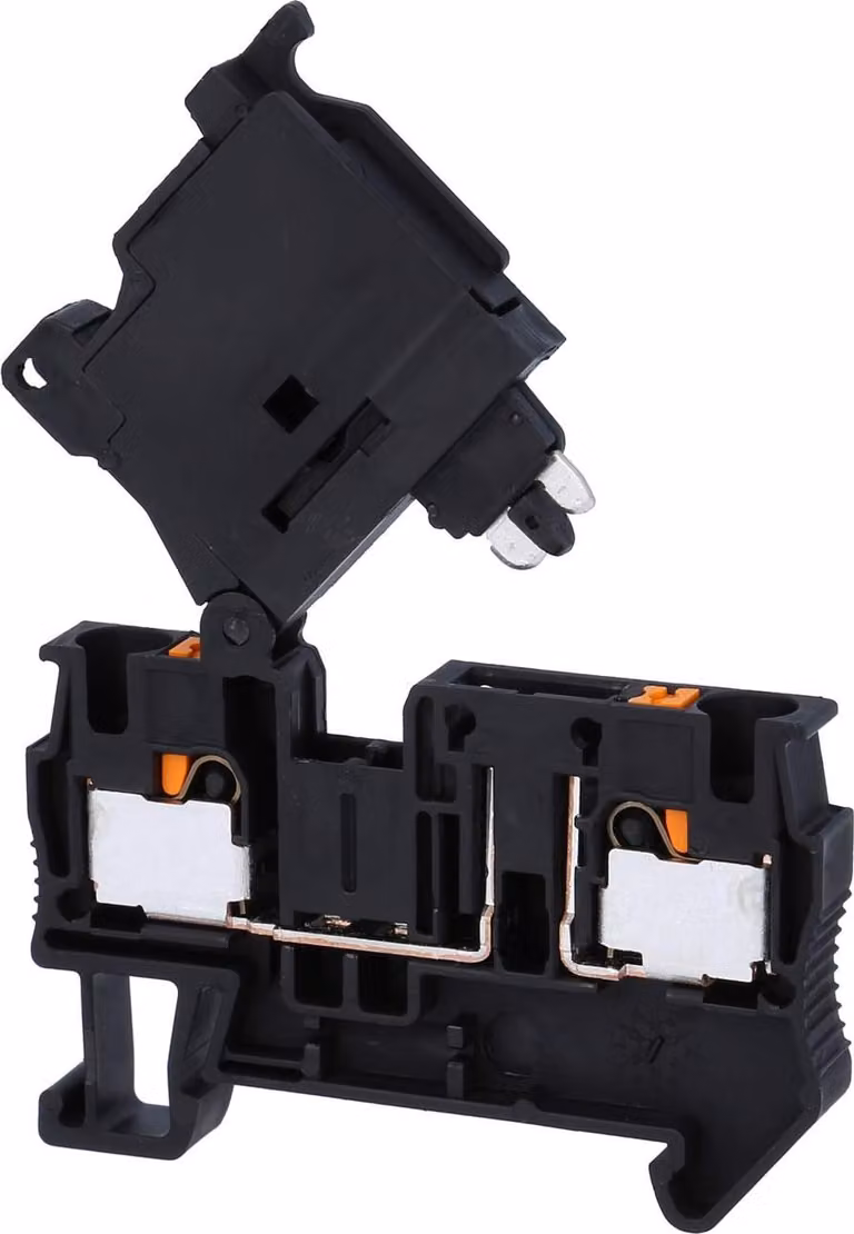 Morsetto di sicurezza a leva Phoenix Contact con LED, modello PT 4-HESI-LED24, dotato di indicatore luminoso per tensioni da 12 a 30V, con connessione a inserimento rapido