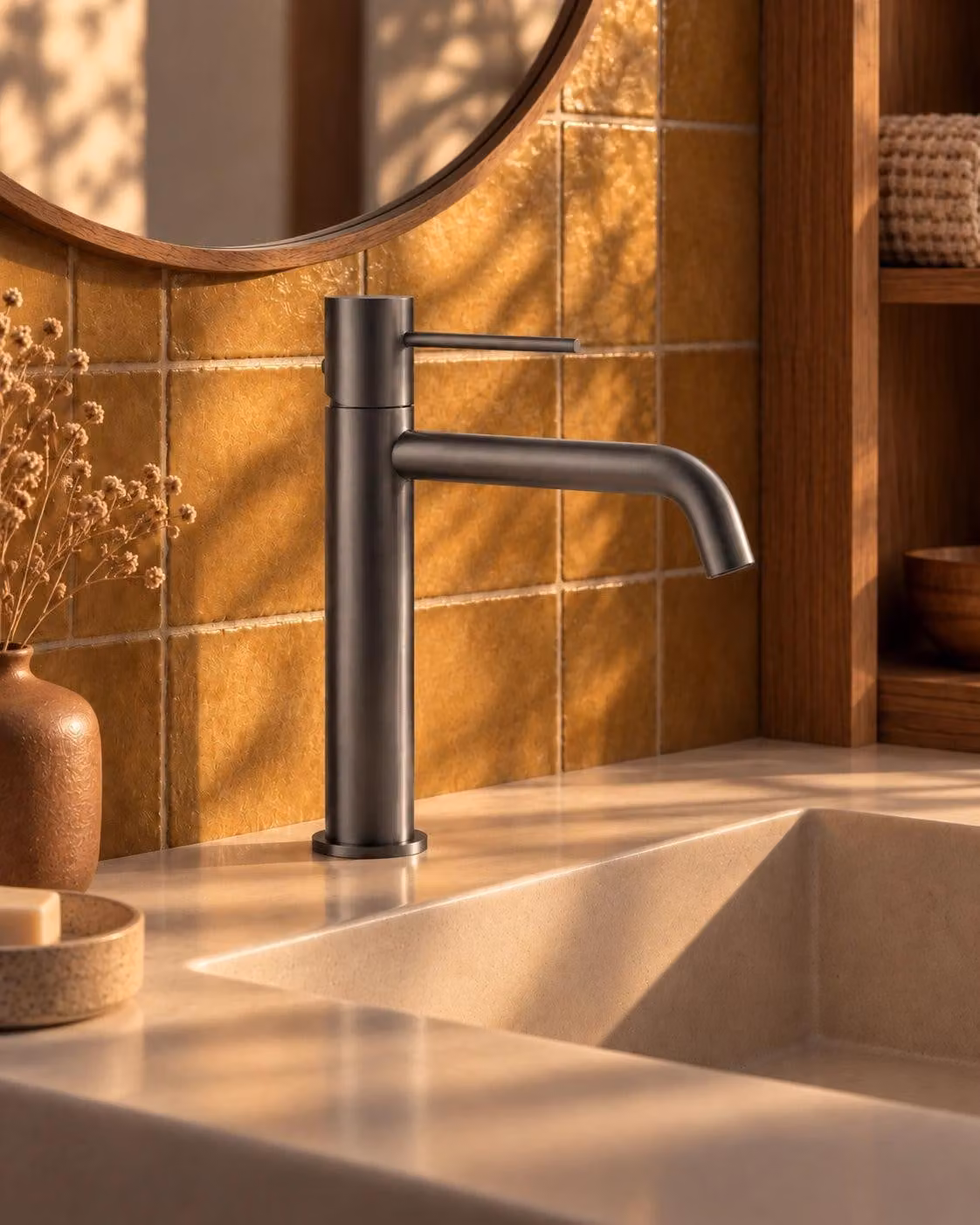 Coppia Miscelatori Tokyo Lavabo e Bidet con Pilette Pop-Up Grigio Metallico PVD CPTOKYOFU