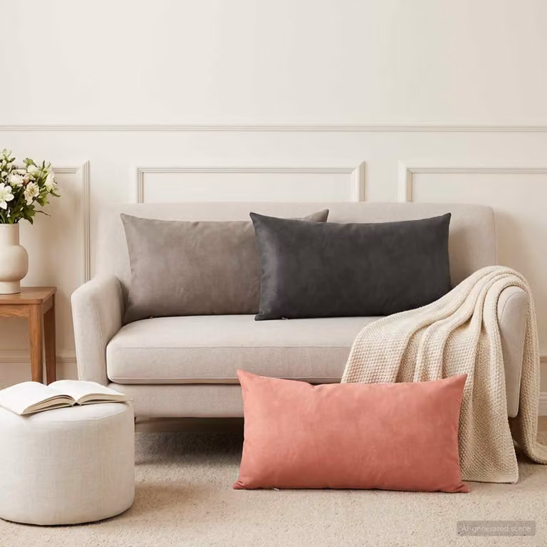Set di 12 federe vidaXL HEERLEN in velluto rosa, L 40 cm x P 80 cm