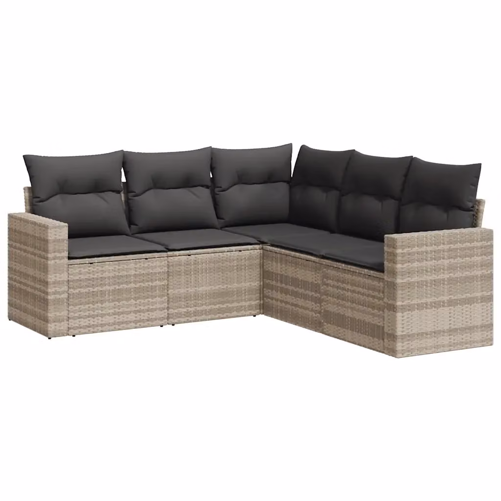 vidaXL Set Divano da Giardino a L in Polyrattan Grigio con Cuscini Imbottiti e Rivestimenti Rimovibili – 2