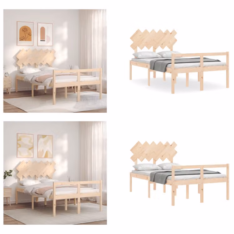vidaXL Letto senior con testiera 120x200 cm in legno massiccio - Letto senior - Letti senior - Letti per anziani - Letti per anziani