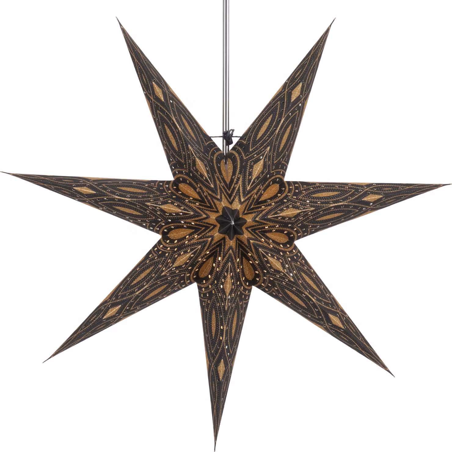 Stella pieghevole di carta illuminata dell'Avvento, stella di Natale 60 cm - Luminea Black, Nero, Stella decorazione finestra