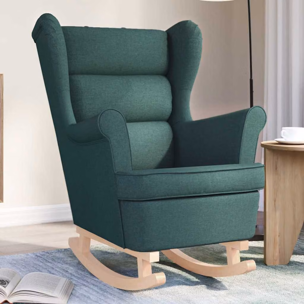 Maison Exclusive - Poltrona a dondolo, verde scuro, 74x90x102 cm, rivestita in tessuto