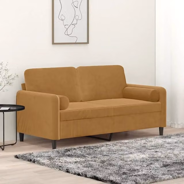 Divano moderno vidaXL in velluto marrone con cuscini e coperture rimovibili