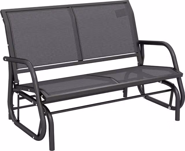 Panchina a dondolo da giardino Outsunny per 2 persone in metallo e tessuto a rete, Grigio, L: 120 cm, P: 70 cm, H: 85 cm – 1