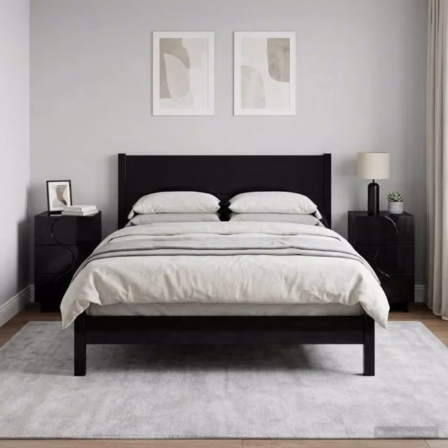 Set di 2 comodini moderni vidaXL in legno composito nero opaco L/P/H: 33,5 x 34,5 x 60 cm – 1