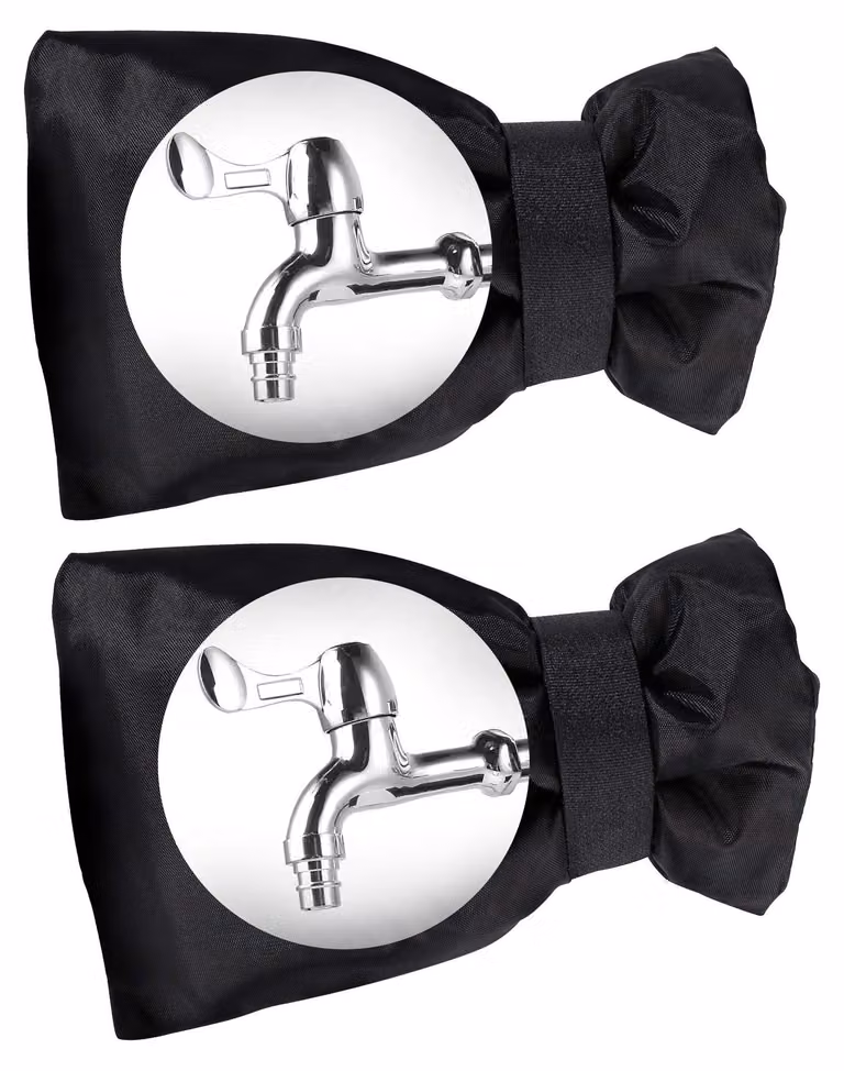 Copertura protettiva antigelo per rubinetto esterno, confezione da 2 pezzi, dimensioni 21x15 cm, colore nero