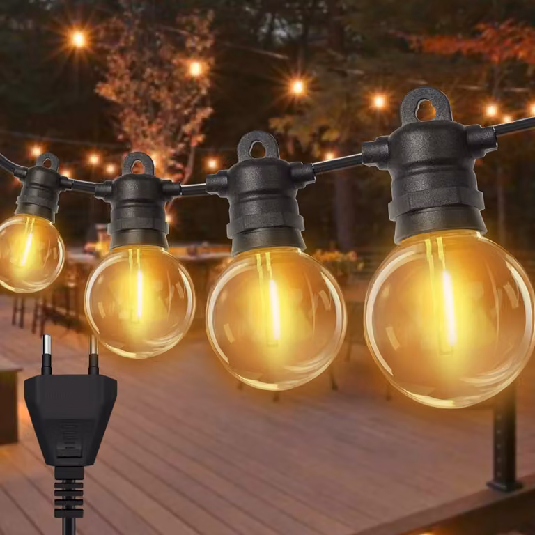 Catena luminosa a LED, 6 metri, 10 lampadine a luce calda, grado di protezione IP68, indistruttibile
