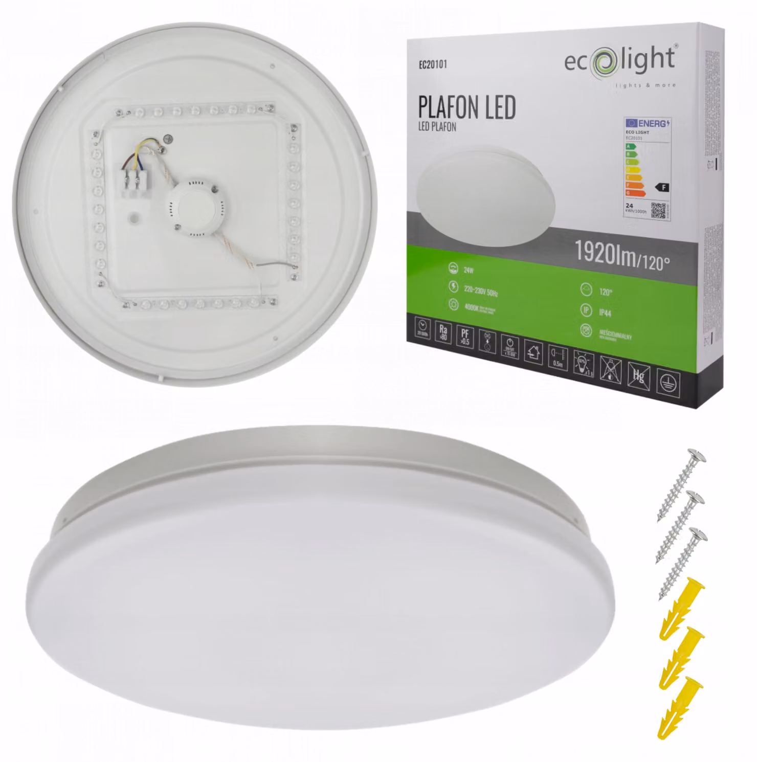Lampada da soffitto LED EcoLight 12W 4000K IP44 rotonda