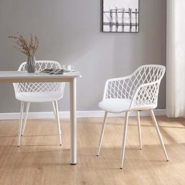Set di 2 sedie da sala Kangasniemi en.casa con schienale a rete bianco
