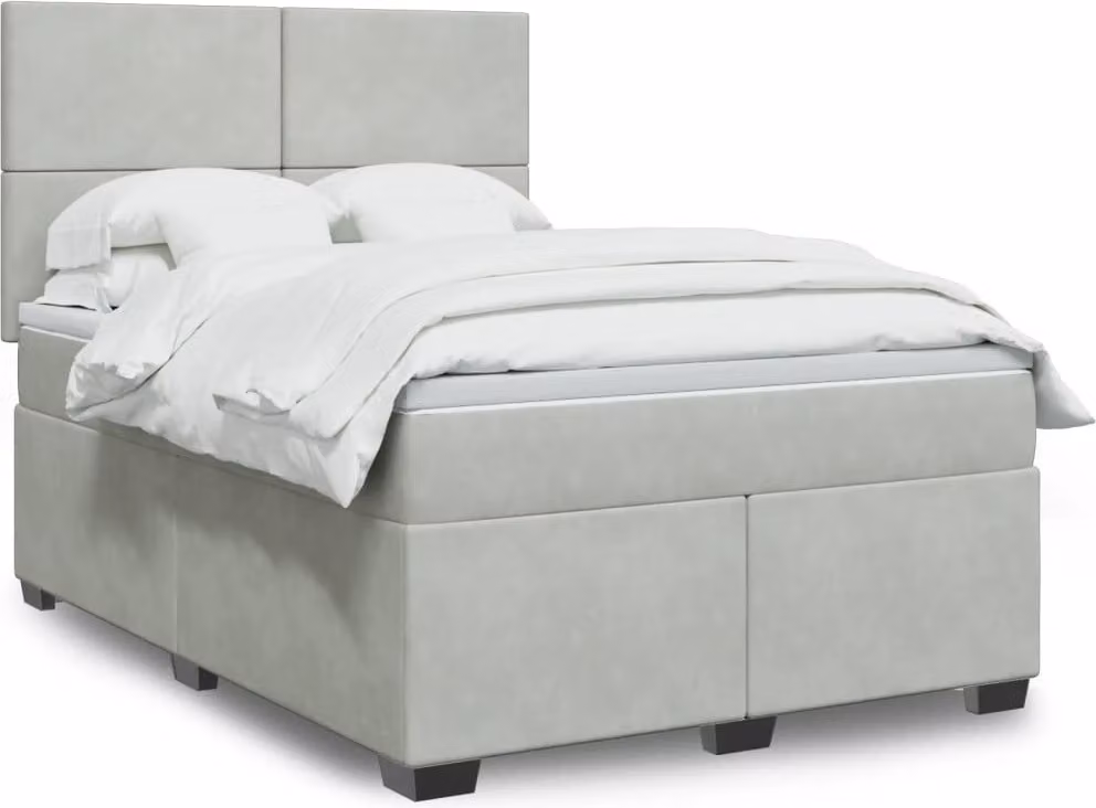 Maison Exclusive - Giroletto a Molle con Materasso Grigio Chiaro 160x200cm Velluto