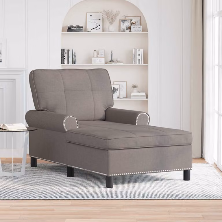 Chaise Lounge Talpa vidaXL in tessuto con cuscini, disponibile in beige o grigio, L/P/H: 157 x 91 x 91 cm