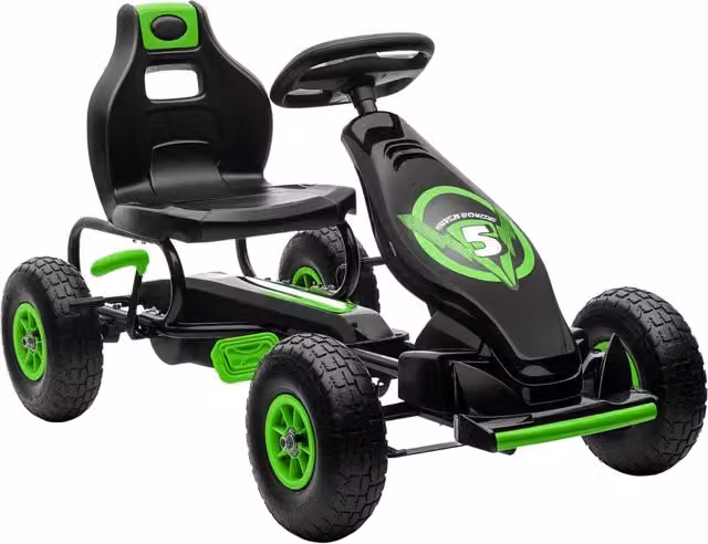 Gokart per bambini Minimal con pedali, verde e nero, L 121 cm x P 58 cm x H 61 cm – 1