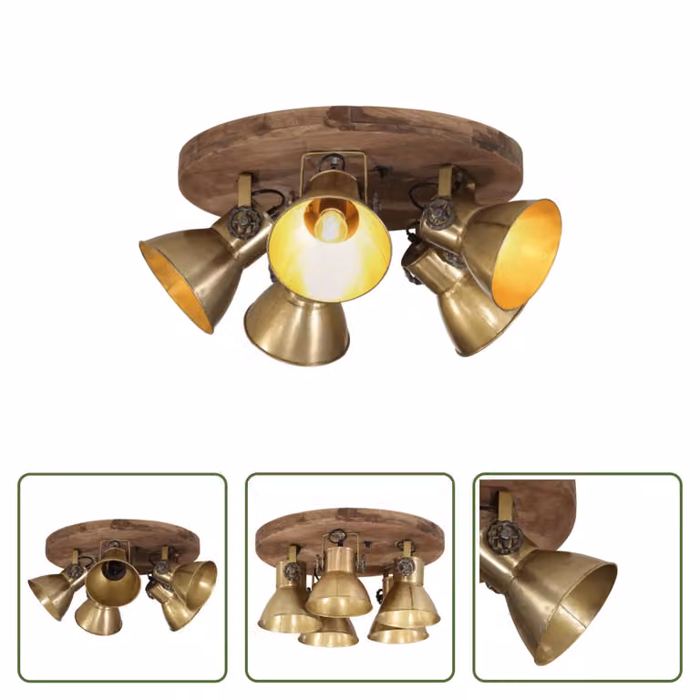 The Living Store Lampada da soffitto 25 W ottone anticato 50x50x25 cm E27