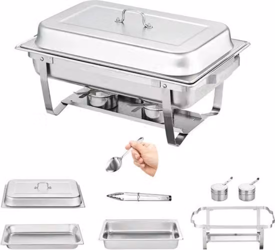 Chafing Dish con Copertura - Buffetwarmer - 2 pezzi