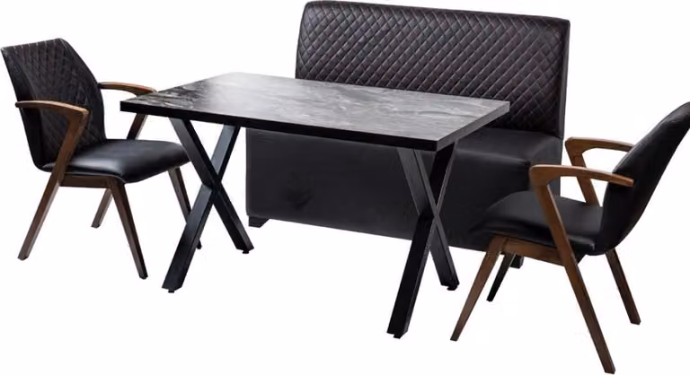 Loft Küchen Essgarnitur Modernes Esszimmer Set Bank Sessel Lehnstuhl Sets 4tlg.