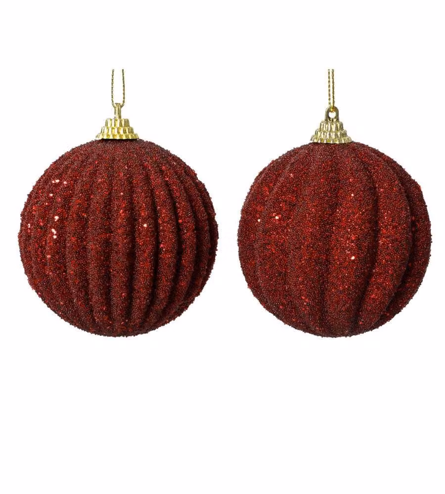 Decoris Pallina Natalizia Rossa Infrangibile - Glitter Perline - 8cm