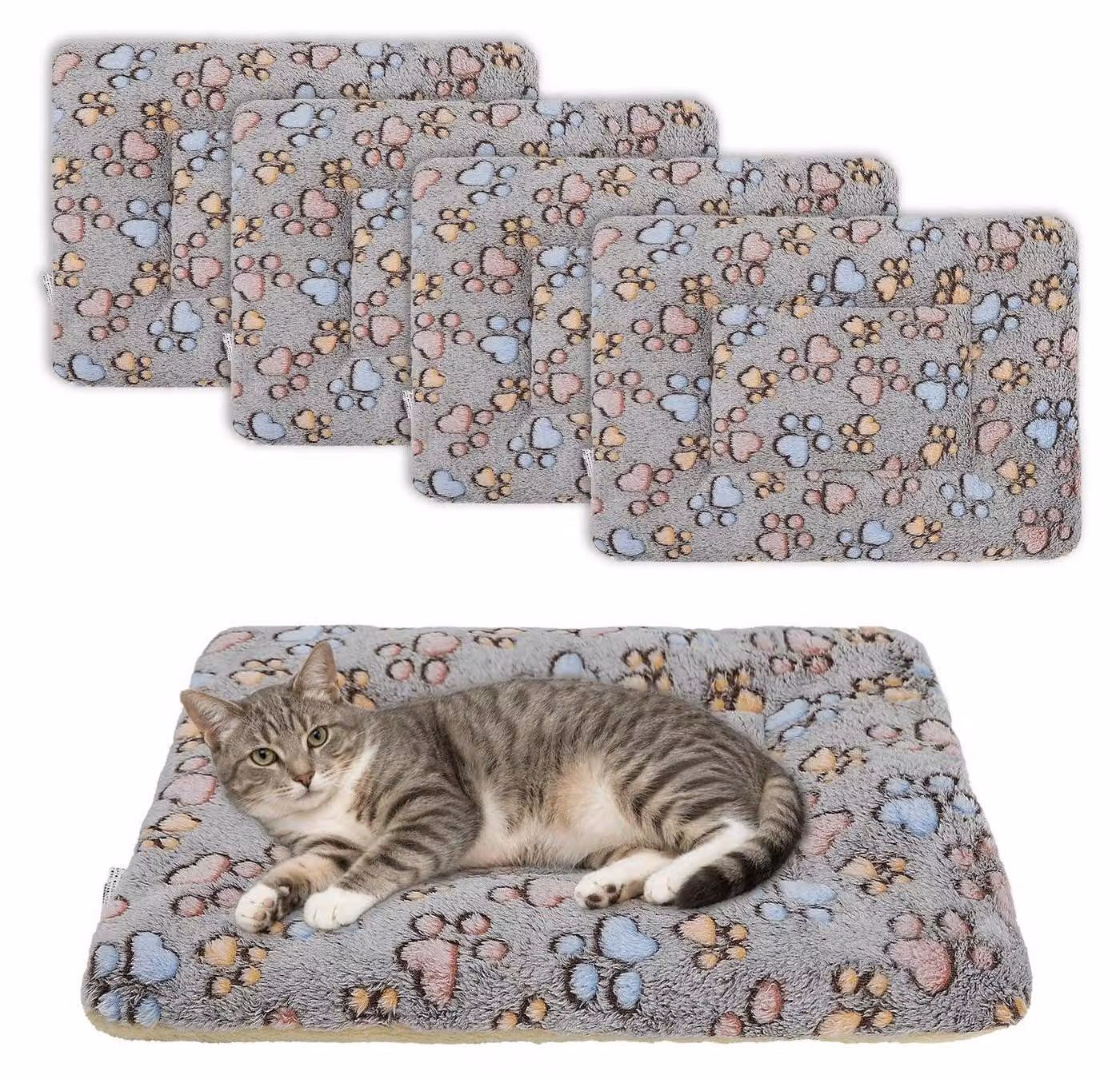 Set di 4 tappetini antiscivolo, 58x39 cm, colore grigio