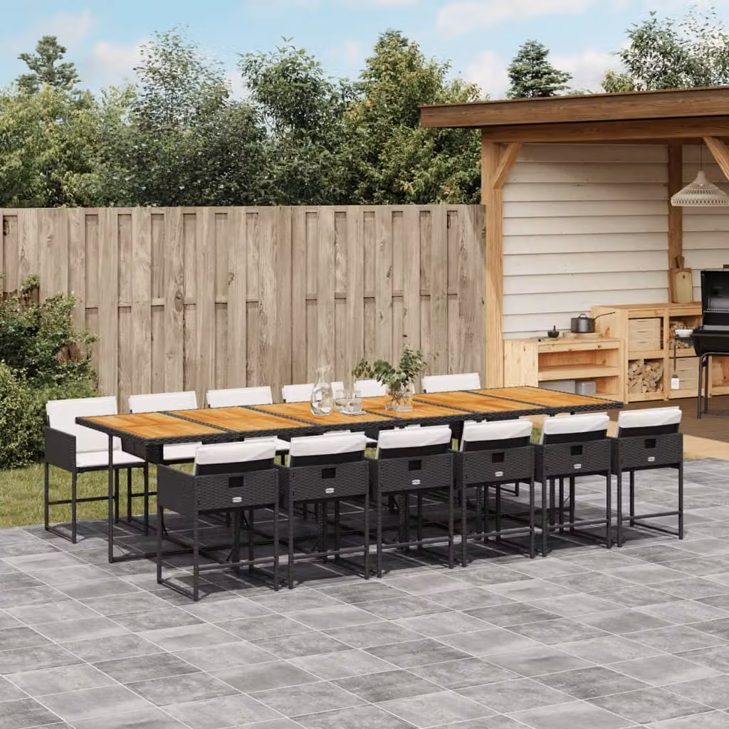 Maison Exclusive - Set da Pranzo da Giardino 13pz con Cuscini Nero in Polyrattan