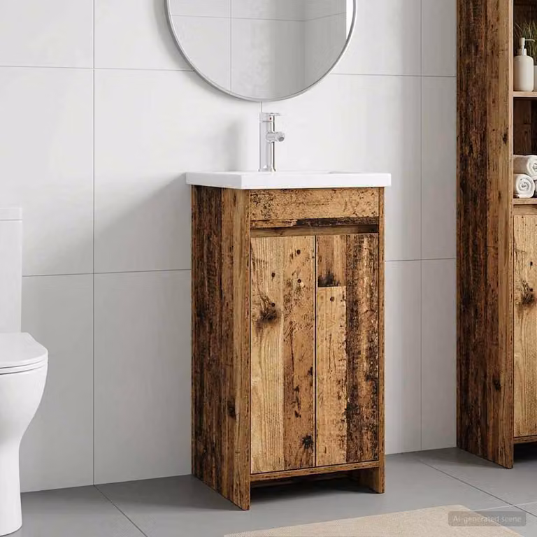 Mobile da bagno con lavabo vidaXL in legno color marrone antico L 42 cm, P 40 cm, H 84,5 cm