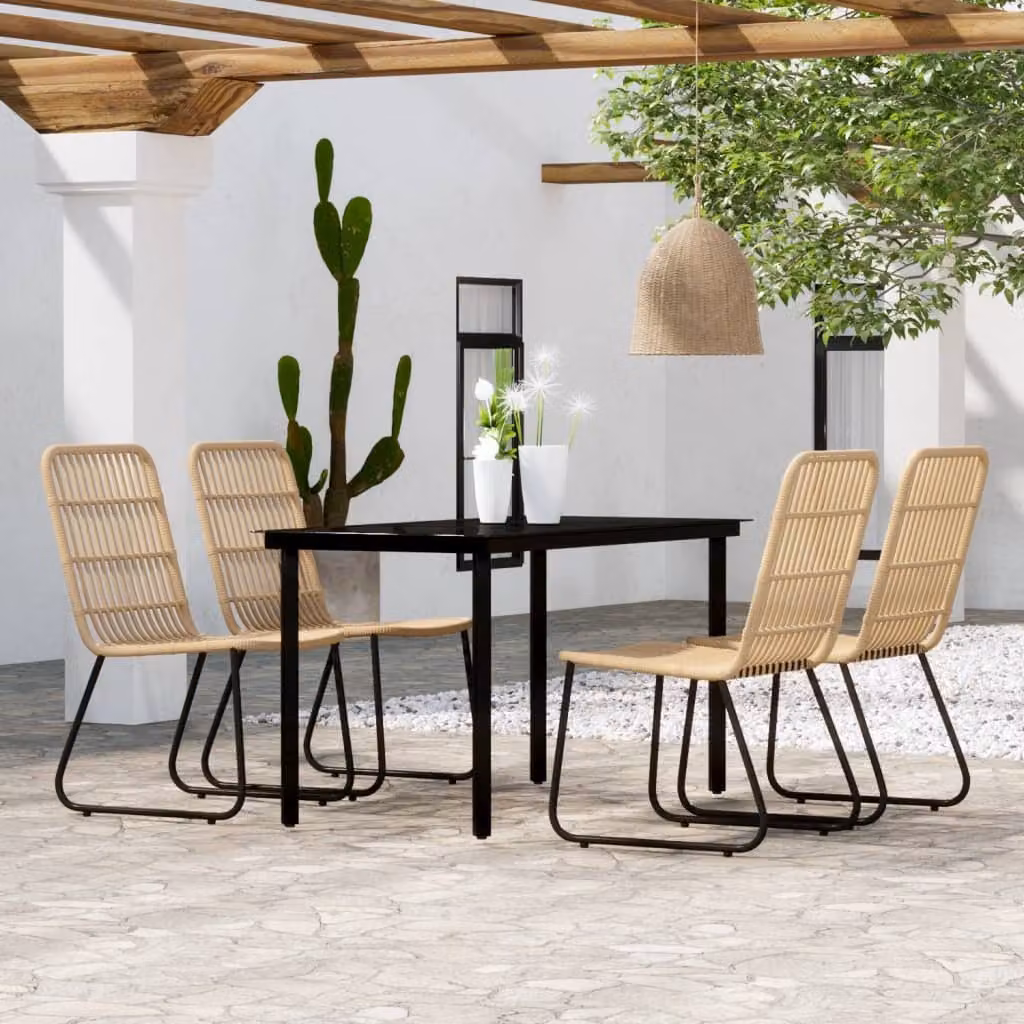 Maison Exclusive - Set da pranzo da giardino in rovere, 5 pezzi