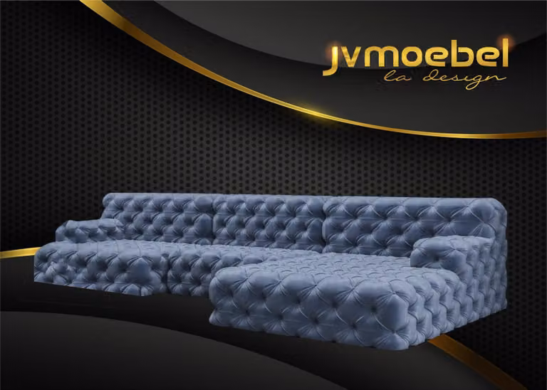 Chesterfield L-Form Ecksofa Couch Design Polster Textil Garnitur Sofa Ecke