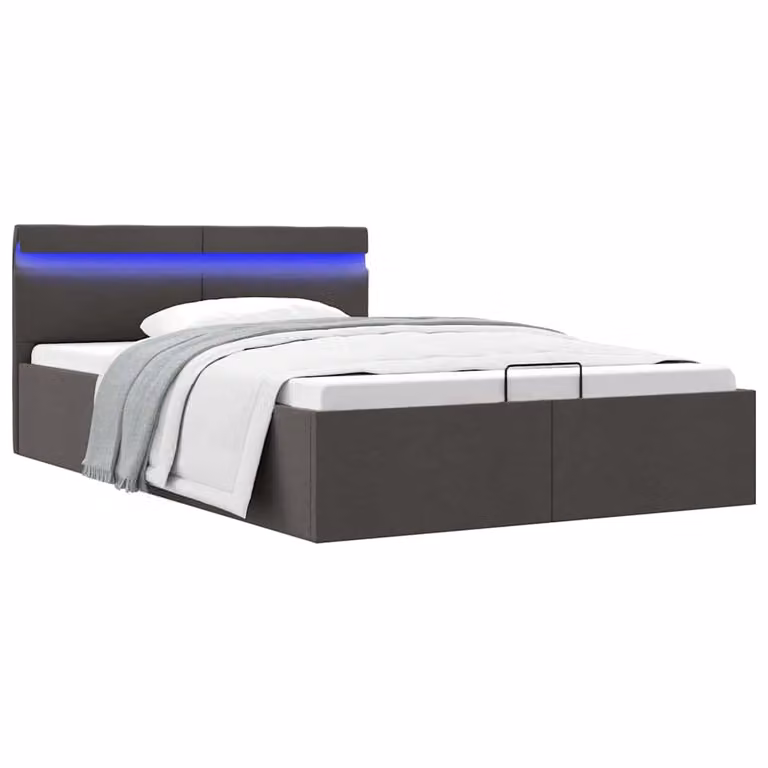 Giroletto con Contenitore e LED vidaXL in Tessuto Grigio con Porte USB L 140 x P 200 cm