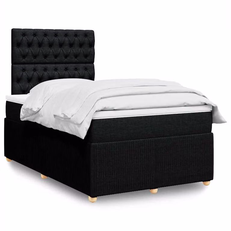 vidaXL Letto Ibrido con Giroletto a Molle e Materasso in Tessuto Nero L/P/H: 120 x 200 x 150,5 cm