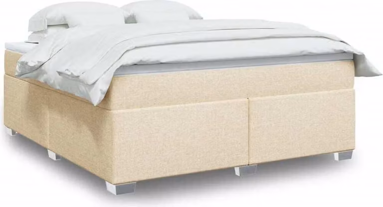 Maison Exclusive - Giroletto a Molle con Materasso Crema 180x200 cm in Tessuto