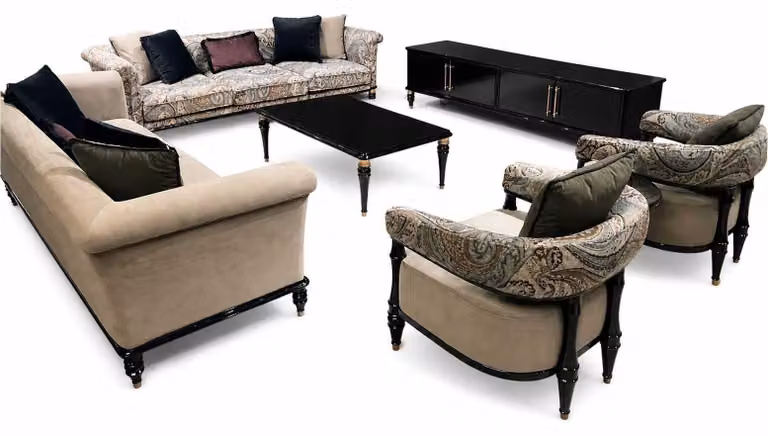 Set divani per soggiorno 3+3+1+1 posti, mobili  design completo