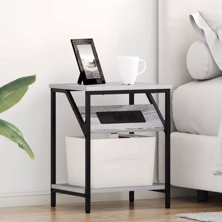 vidaXL Armadio da Notte Grigio Opaco L/P/H: 38 x 30 x 48 cm