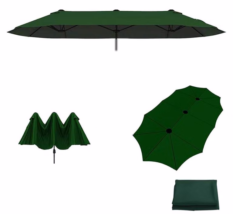 Ombrellone rettangolare, 400 cm, verde, in poliestere