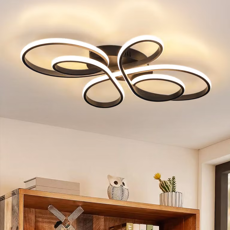 Lampada a soffitto LED ZMH, diametro 40 cm, ideale per soggiorno, 30W, lampada per cucina, colore nero, luce calda, illuminazione a soffitto per camera da letto, corridoio e cucina